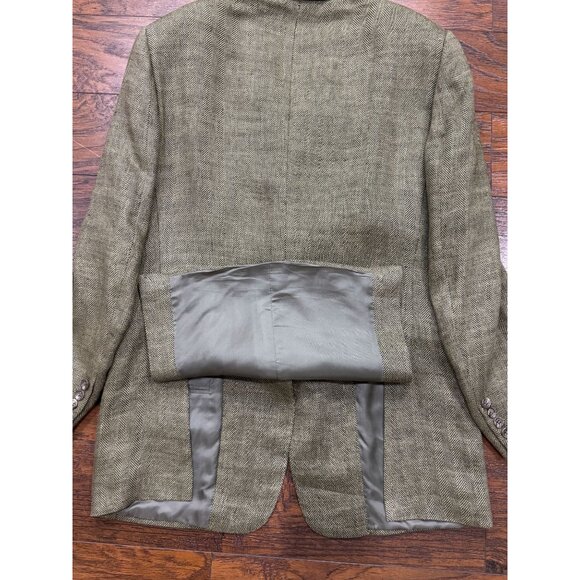 NEW Ralph Lauren Men 100 % Lino Jacket Blazer 40R GARRISON Italy Herringbone - Picture 3 of 13